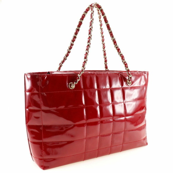 CHANEL Chain Bag Tote Coco Mark Red Shoulder Handbag - Picture 3 of 13